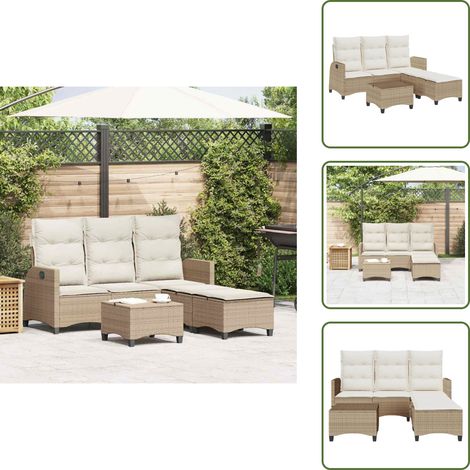 Cuscini sfoderabili - vidaXL Set Divano da Giardino 3 pz con Cuscini a L Beige in Polyrattan - Cuscini lavabili