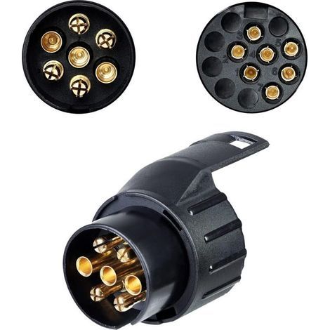 Adaptateur Remorquage 7 Broches vers 13 Broches, Adaptateur Prise Remorque Attelage, Connecteur Convertisseur Prise Remorque Étanche 12V, pour Caravane Camion RV Voitures Bateau (1/4)