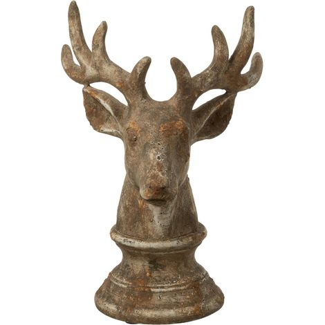 Tête de Cerf en Résine "Chalet" 39cm Taupe (1/3)