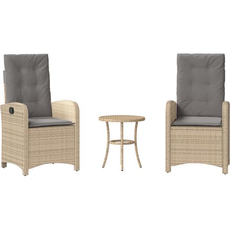 Maison Exclusive - 3-tlg. Bistro-Set mit Kissen Beigemischung Pol