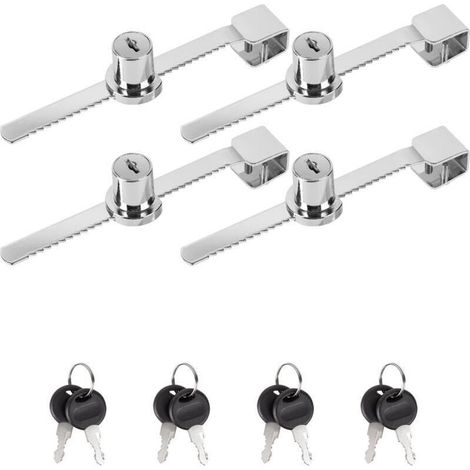 Serrure Vitrine, 4 Pièces Serrure de Porte en Verre pour Portes Coulissantes en Verre de 2 à 8 mm d'Épaisseur sans Perçage, Serrure de Porte Coulissante en Verre pour Maison et Commerce (1/5)