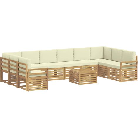 Outdoor Sofa Set 11 pcs White and Cream 59 x 59 x 37 cm vidaXL (1/5)