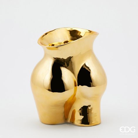 EDG Enzo De Gasperi Vaso Chakra Booty H 26 Cm 22 x 16 Cm Ceramica Oro