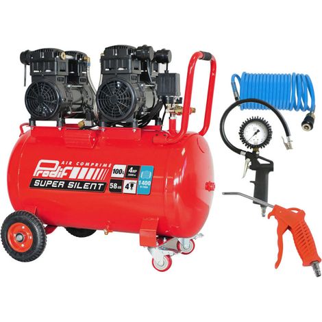 PRODIF Pack Compresseur Super Silent SIL1003 100L 3CV + Kit 3 Accessoires Raccord Rapide