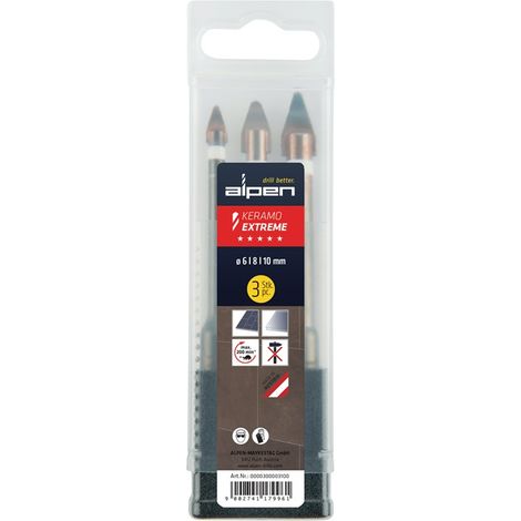 Alpen Keramo extreme Box 0000300003100 Glasbohrer-Set 6 mm, 8 mm, 10 mm Zylinderschaft 1 St. (1/2)