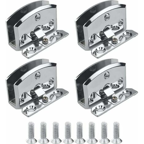 de charnières(Argent) de porte en verre vitrine armoire à vin clip charnière de porte pièces de rechange, adapté pour le verre de 5-8 mm d'épaisseur-4pcs (1/4)