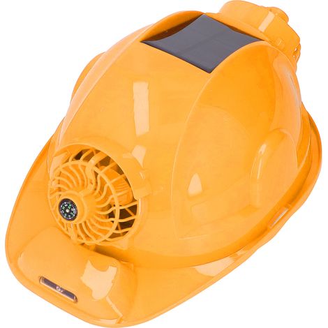 UV-Schutz-Solar-Bauhelm, 4-stufig einstellbare Belüftung, mit Doppellüfter und 5-V-Gleichstrom-Stirnlampe, gelb, geprüfte Sicherheit. (1/5)