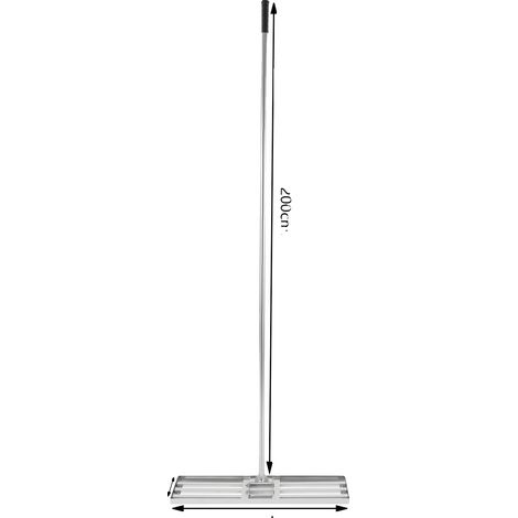 Rastrillo nivelador de césped, fabricado en acero inoxidable duradero, mango ergonómico, color plata. (1/2)