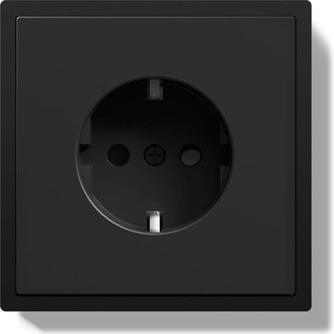 Prise Schuko encastrée standard UE, prise murale 16 A avec cadre en PC, prise encastrée 80 x 80 mm avec griffes, prise avec pince à ressort, installation facile, 1 compartiment, noire (1/5)