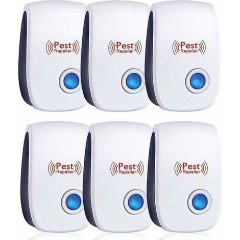 Répulsif à ultrasons, lot de 6 souris à ultrasons, souris à ultrasons et rat efficace contre les souris, les rats, les mouches, les moustiques, les insectes nuisibles, sans danger et non toxique. (1/4)