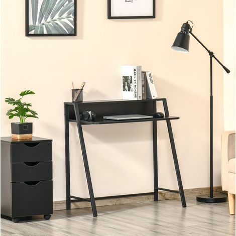 Escritorio de ordenador con estante y pasa-cables, MDF negro 84 x 45 x 85 cm HAVRYA (1/5)