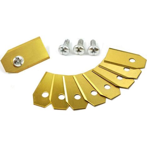 Lame Robot Tondeuse, 9 Pcs Lame Tondeuse avec Vis, Lames de Rechange pour avec Revêtement en Titane Compatible,Or, 35×18×0.75 mm (lame droite conventionnelle) (1/4)
