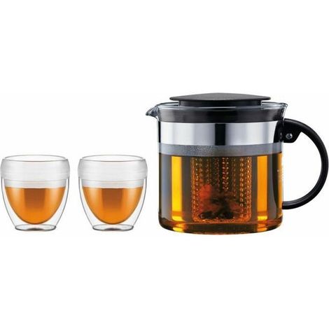 bodum Set Bistro Teekanne schwarz 1L mit 2 Bechern