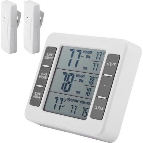 thermomètre numérique pour réfrigérateur Thermomètre de réfrigérateur d'alarme audible numérique sans fil avec (1/4)
