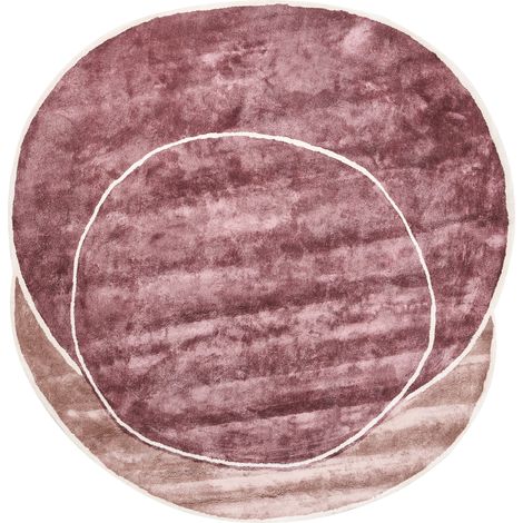 Alfombra moderna redonda de viscosa y lana hecha a mano 200 x 200 cm rosa Kanrach