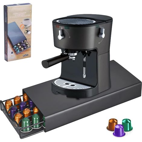 Porte Capsules Vleuexe Tiroirs à Capsules de café Organisateur Support à capsules à café 40 Pcs,Tiroir en maille de Plateau Rangement Stockag e Pour Machine à Café de Dosettes de Café (1/5)