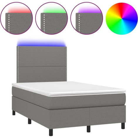 Maison Exclusive - Sommier à lattes de lit et matelas et LED Gris foncé 120x200 cm (1/5)