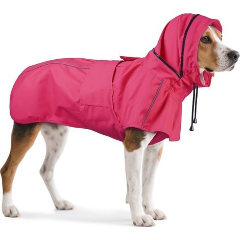 Manteau de pluie pour chien – Imperméable et réfléchissant, ajustement réglable avec trou pour laisse et capuche pour la pluie, la neige, le vent – promenade en plein air, camping, randonnée