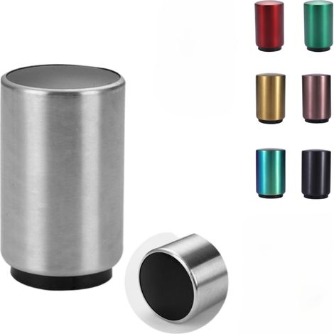 Décapsuleur poussoir automatique 304 acier inoxydable avec aimant, ouverture une main, cadeau homme, noir/argent (1/5)