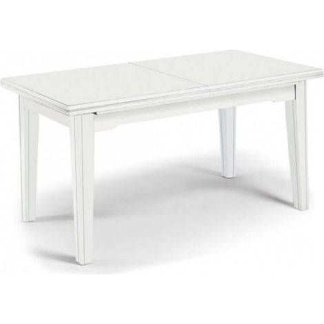 Tavolo da Pranzo Classico Allungabile in Legno Laccato Bianco Dimensione Tavoli: 160 x 85 + 4 allunghe 45 cm