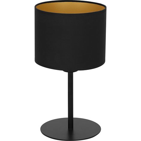 Lampe de table Frodi abat-jour noir/or 34 cm E27 Luminex
