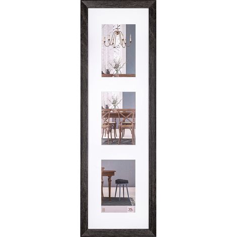 Cadre photo gris foncé 3X 13x18 cm galerie avec passe-partout, cadre en bois EF338VD (1/5)
