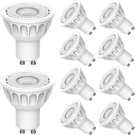 GU10 LED-Lampen, dimmbar, Warmweiß 3000 K, 6 W (entspricht 60 W Halogen-LED-Lampe), kein Flimmern, energiesparender LED-Strahler für die Deckenbeleuchtung zu Hause, 10er-Packung [Energieklasse F] (1/5)