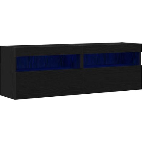 Mueble TV de pared diseño moderno almacenamiento práctico 60 x 30 x 40 cm madera noble negro 020051842 (1/5)