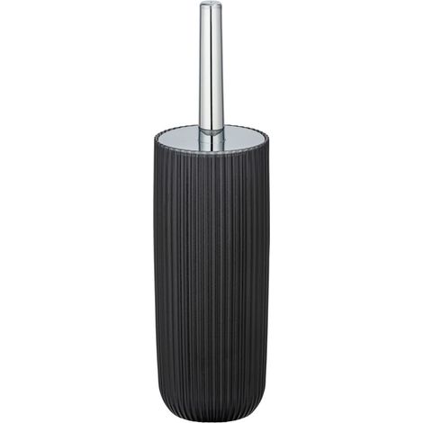 WENKO Set WC Agropoli Grigio, portascopino chiuso in plastica di qualità dalla forma scultorea e con superficie smerigliata, scopino WC igienico, Ø 10 x 36,5 cm (1/5)
