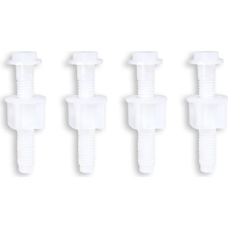 Charnière de siège de toilette universelle en plastique blanc, vis à boulon pour charnières de siège de toilette à montage supérieur, 4 pièces (1/5)