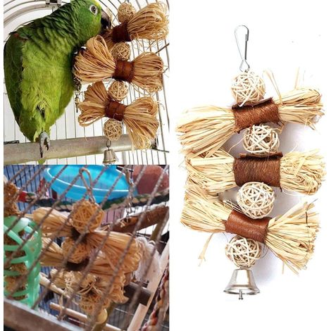 Jouets pour oiseaux : liane de luffa, balle en rotin, clochette, balançoire, cages suspendues, jouets à mâcher et à mordiller (1/5)