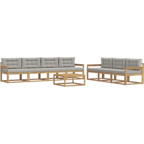 Conjunto de sofás de exterior 7 uds. Blanco y Gris Claro vidaXL (1/5)