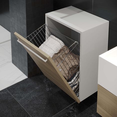 Emuca – Panier à linge 8978011 – Acier chromé – Module 450mm – Dimensions 25x38x50cm – Système de portes basculantes