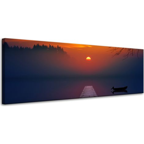 Lienzo impreso Naturaleza Atardecer sobre el lago 120x40 cm