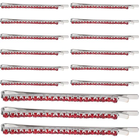 15 Pieces Metal Hair Clips with Red Crystals, Hair Accessories for Women, Strong Hold, Versatile Use for Hairstyling (1/5)