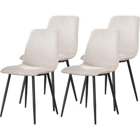 Iris - lot de 4 chaises - en velours côtelé et velours - blanc (1/4)