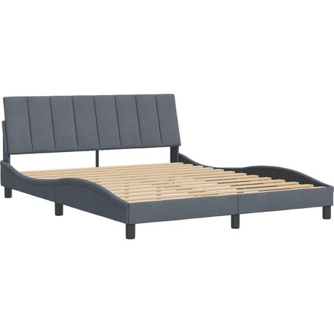 vidaXL Cadre de lit sans matelas Hanko gris foncé 160x200 cm velours (1/5)