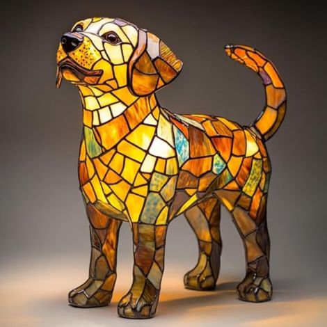 Lampe Nuit Chien - Résine Colorée - LED Basique - Décoration Table Intérieure - Cadeau Amoureux des Chiens - 1 Pièce (1/5)