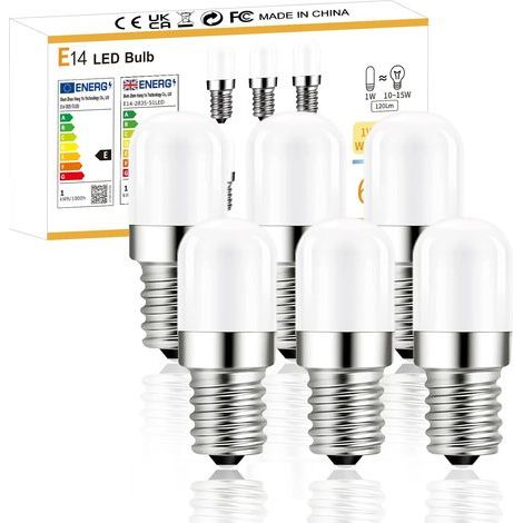 CCYKXA  E14 LED, 2700K, warm white, 1W, equivalent to 15W, 120 lumens, 360° beam angle, non-dimmable, 230V AC, 6 pieces