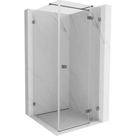 Cabine de douche Mexen Lunar T, porte battante droite 110 x 110 cm, transparent, gun metal - 834T-110-110-95-00-P (1/5)