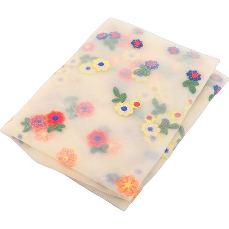 3 chemins table broderie marguerite gaze florale tulle – Cuisine salle à manger mariage anniversaire maison fête déco beige (1/5)