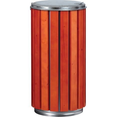 Corbeille à poser ou à fixer Zeno Protec - 80l - bois vernis / acier galvanisé