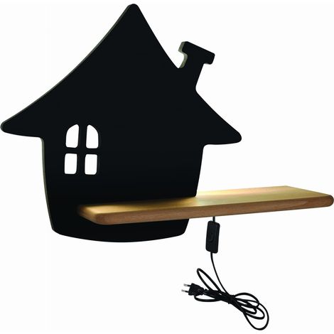 Applique murale Candellux House noir/bois LED 4W 4000K (1/3)