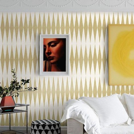 Carta da parati design geometrico vintage tessuto Chevron Stile Scandinavo