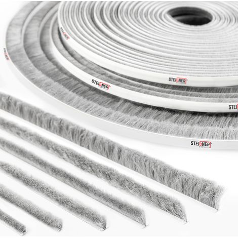 Steigner – Joint de brosse adhésif pour porte coulissante – Largeur 6,9 mm – Hauteur 4 mm – Polypropylène durable – Résistant à l'ozone et UV