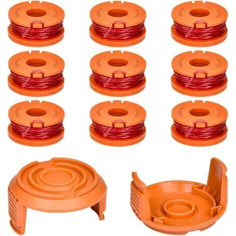 11 Pièces Fil de Bobine pour Coupe-Bordures – 9 Bobines WA0010 + 2 Couvercles WA6531 – Compatible WORX, Stihl, Husqvarna – Diamètre 1,65 mm, Longueur 3 m – Pour Tondeuse à Gazon et Coupe-Bordure (1/5)