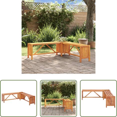 Holzbank - Garten-Eckbank mit Pflanzkübel 117×117×40 cm Massivholz Akazie (1/5)