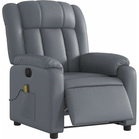 vidaXL Poltrona Massaggiante Elettrica Reclinabile Grigio