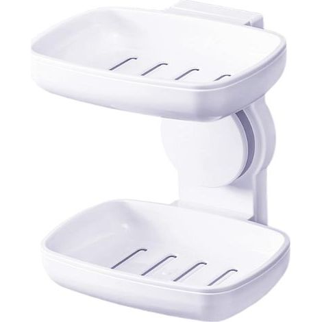Portasapone senza foratura, a ventosa, portasapone da bagno, portasapone da doccia con scarico, portasapone rimovibile in plastica con scarico (1/5)