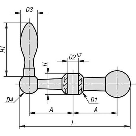 KIPP Kugelkurbel Passbohrung D2=7 A=25 Stahl (1/2)